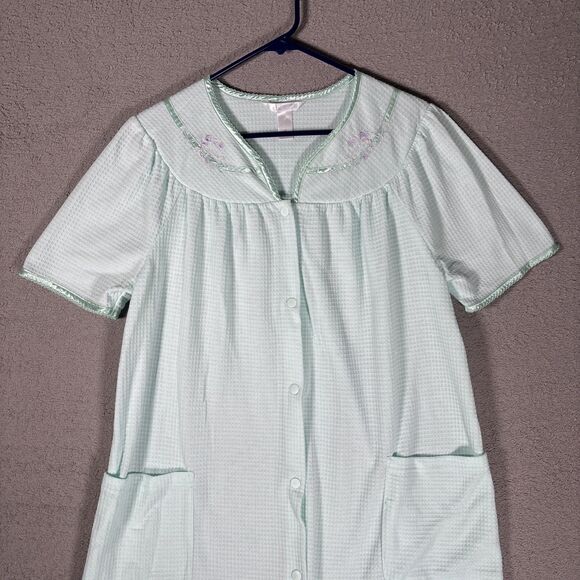 Adonna Sleepwear Nightgown Muumuu Women’s Size M Waffle Knit Teal House Dress - Picture 2 of 14